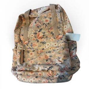 Madden Girl Tan and Pink Floral Backpack